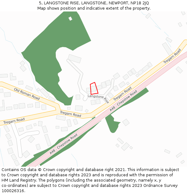 5, LANGSTONE RISE, LANGSTONE, NEWPORT, NP18 2JQ: Location map and indicative extent of plot