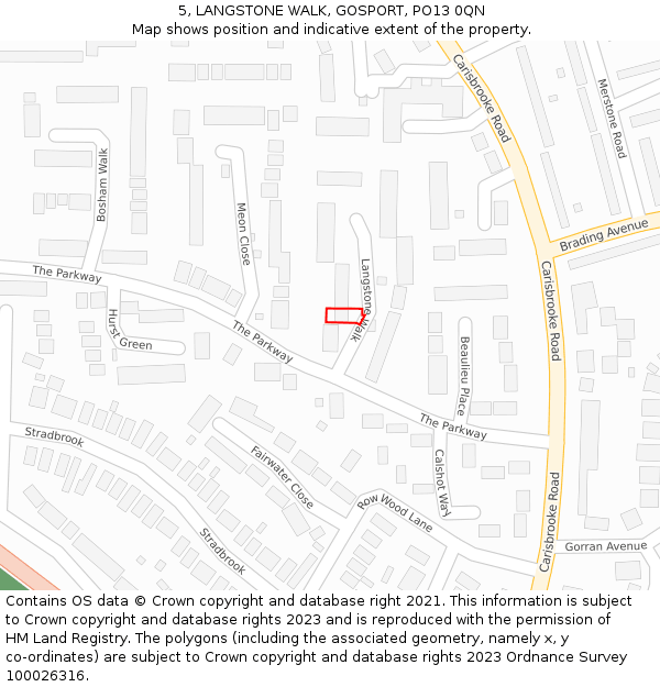 5, LANGSTONE WALK, GOSPORT, PO13 0QN: Location map and indicative extent of plot