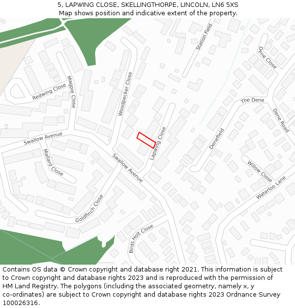 5, LAPWING CLOSE, SKELLINGTHORPE, LINCOLN, LN6 5XS: Location map and indicative extent of plot
