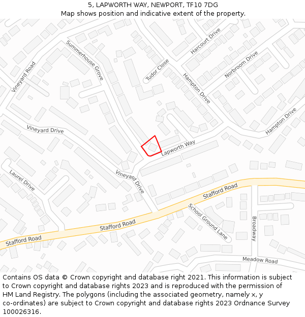 5, LAPWORTH WAY, NEWPORT, TF10 7DG: Location map and indicative extent of plot