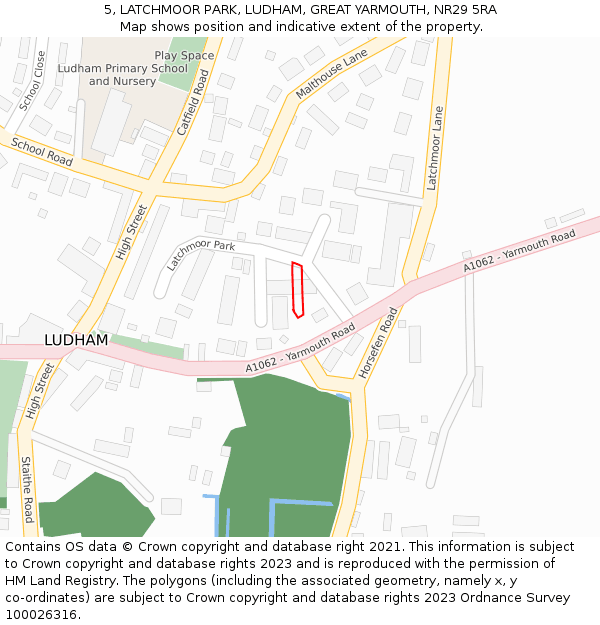 5, LATCHMOOR PARK, LUDHAM, GREAT YARMOUTH, NR29 5RA: Location map and indicative extent of plot