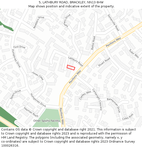 5, LATHBURY ROAD, BRACKLEY, NN13 6HW: Location map and indicative extent of plot