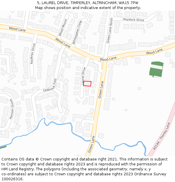 5, LAUREL DRIVE, TIMPERLEY, ALTRINCHAM, WA15 7PW: Location map and indicative extent of plot