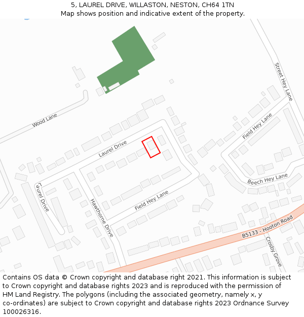 5, LAUREL DRIVE, WILLASTON, NESTON, CH64 1TN: Location map and indicative extent of plot
