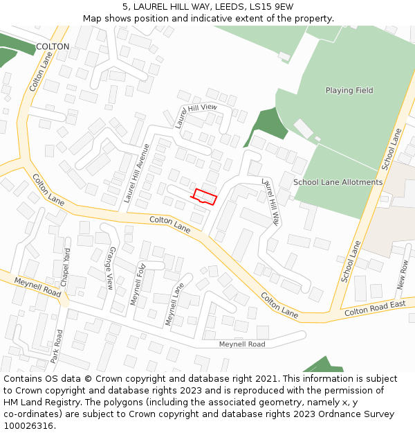 5, LAUREL HILL WAY, LEEDS, LS15 9EW: Location map and indicative extent of plot