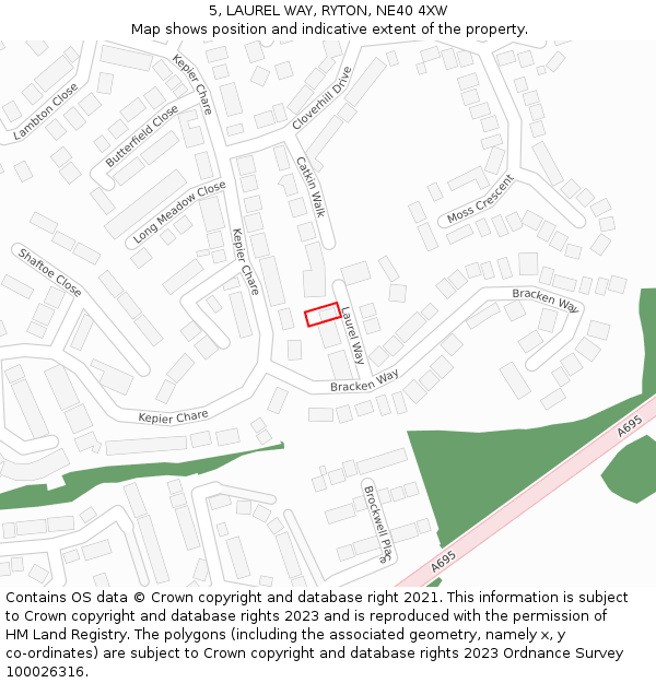 5, LAUREL WAY, RYTON, NE40 4XW: Location map and indicative extent of plot