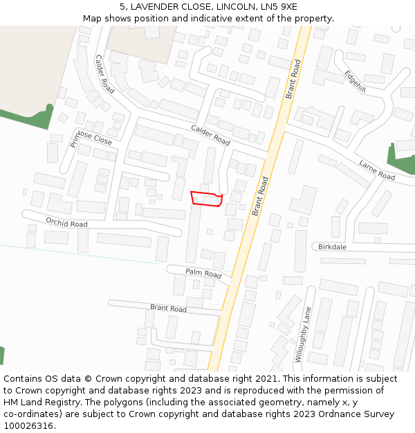 5, LAVENDER CLOSE, LINCOLN, LN5 9XE: Location map and indicative extent of plot