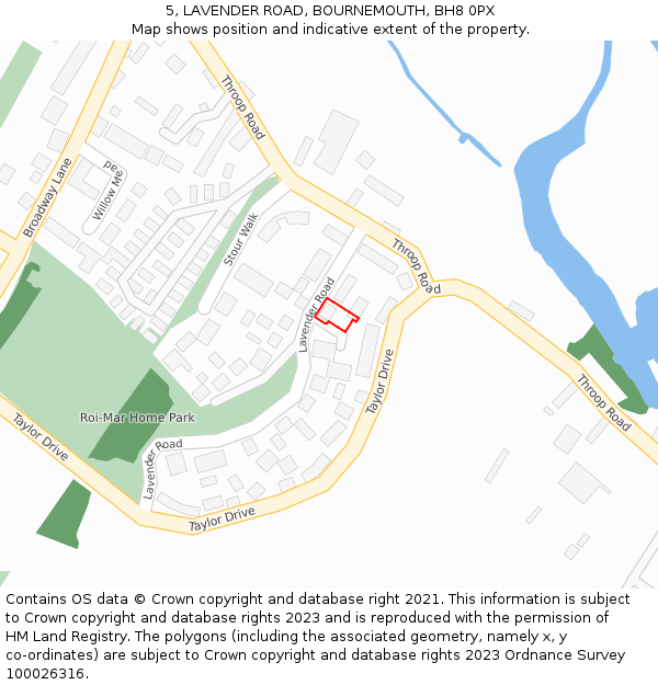 5, LAVENDER ROAD, BOURNEMOUTH, BH8 0PX: Location map and indicative extent of plot