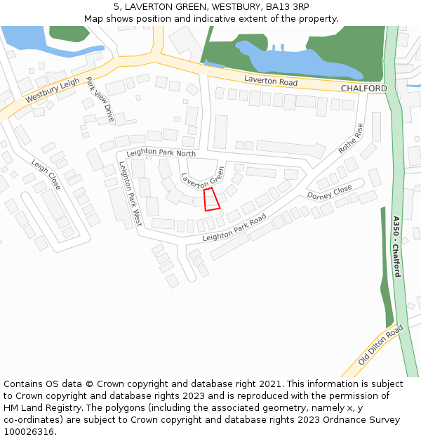 5, LAVERTON GREEN, WESTBURY, BA13 3RP: Location map and indicative extent of plot