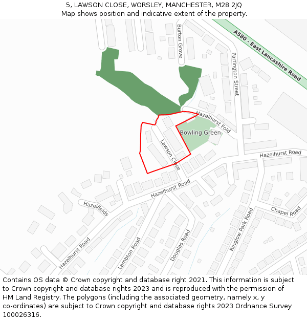 5, LAWSON CLOSE, WORSLEY, MANCHESTER, M28 2JQ: Location map and indicative extent of plot