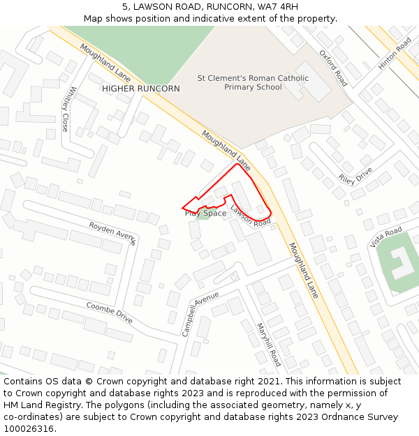 5, LAWSON ROAD, RUNCORN, WA7 4RH: Location map and indicative extent of plot