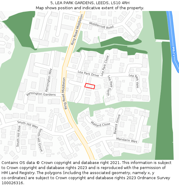 5, LEA PARK GARDENS, LEEDS, LS10 4RH: Location map and indicative extent of plot