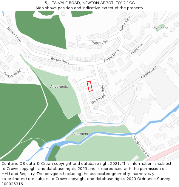 5, LEA VALE ROAD, NEWTON ABBOT, TQ12 1SG: Location map and indicative extent of plot