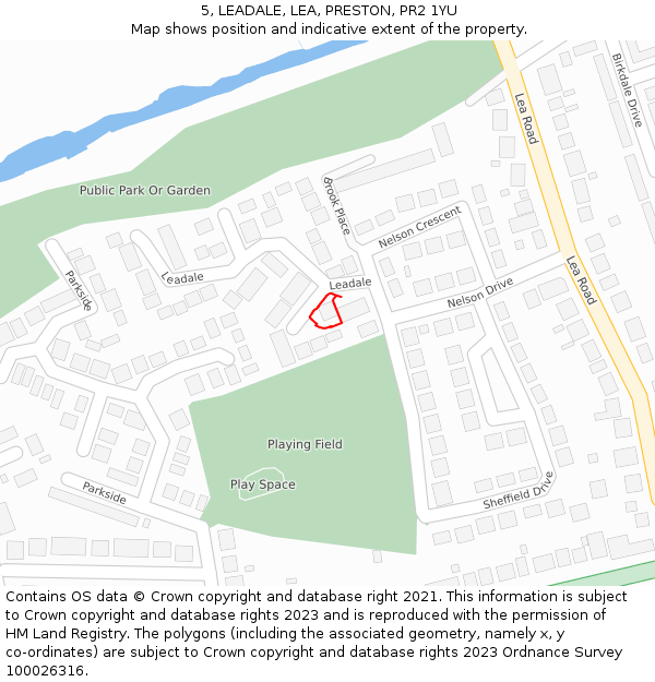 5, LEADALE, LEA, PRESTON, PR2 1YU: Location map and indicative extent of plot