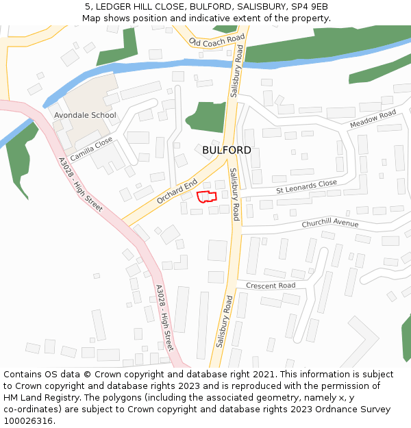 5, LEDGER HILL CLOSE, BULFORD, SALISBURY, SP4 9EB: Location map and indicative extent of plot