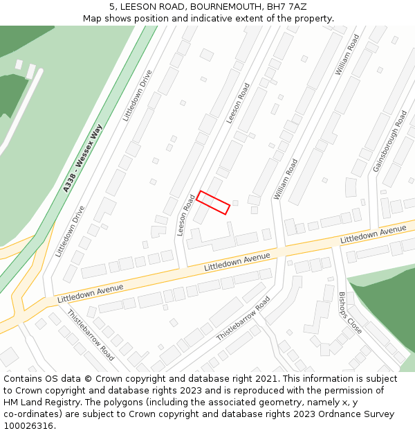 5, LEESON ROAD, BOURNEMOUTH, BH7 7AZ: Location map and indicative extent of plot