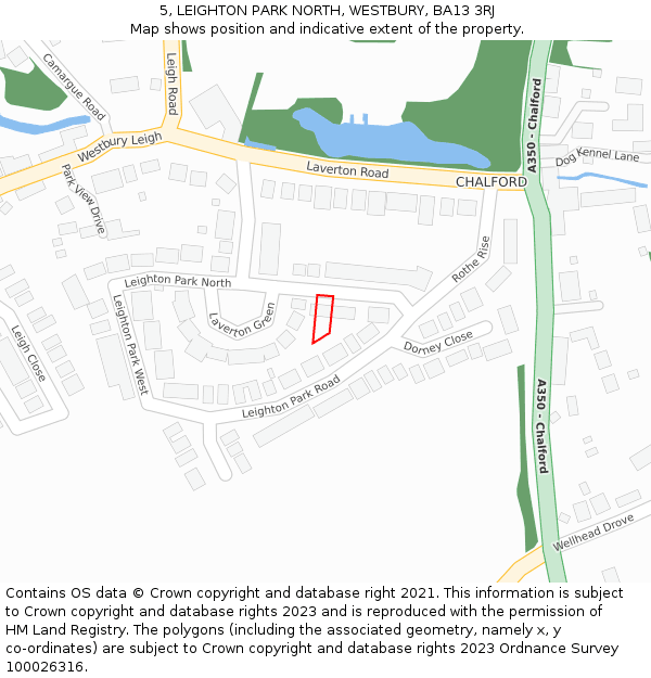 5, LEIGHTON PARK NORTH, WESTBURY, BA13 3RJ: Location map and indicative extent of plot