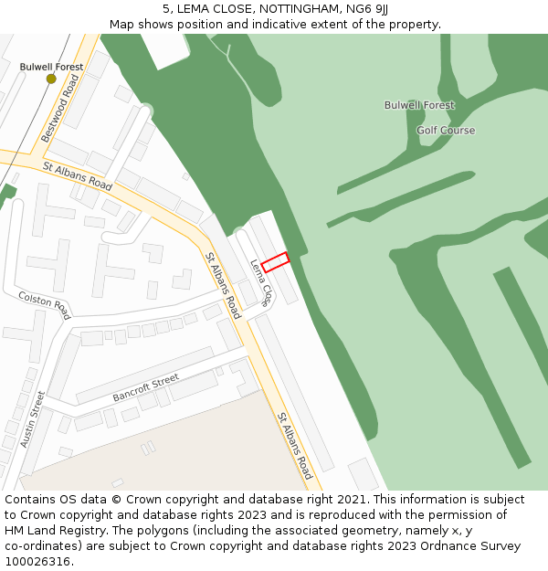 5, LEMA CLOSE, NOTTINGHAM, NG6 9JJ: Location map and indicative extent of plot