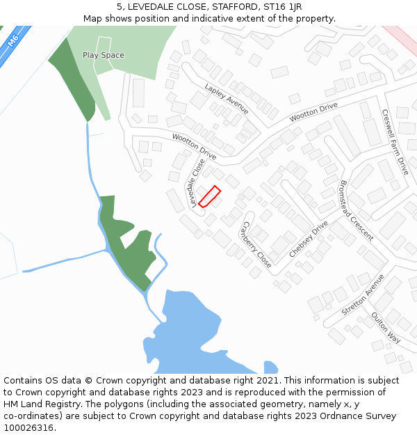 5, LEVEDALE CLOSE, STAFFORD, ST16 1JR: Location map and indicative extent of plot