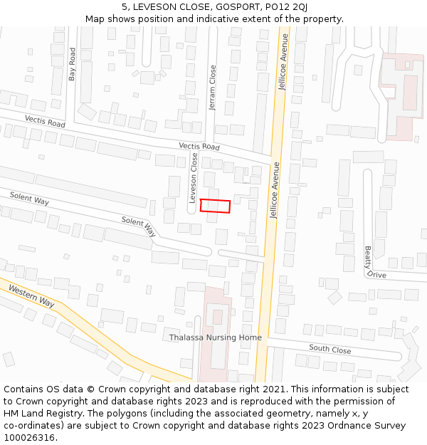 5, LEVESON CLOSE, GOSPORT, PO12 2QJ: Location map and indicative extent of plot