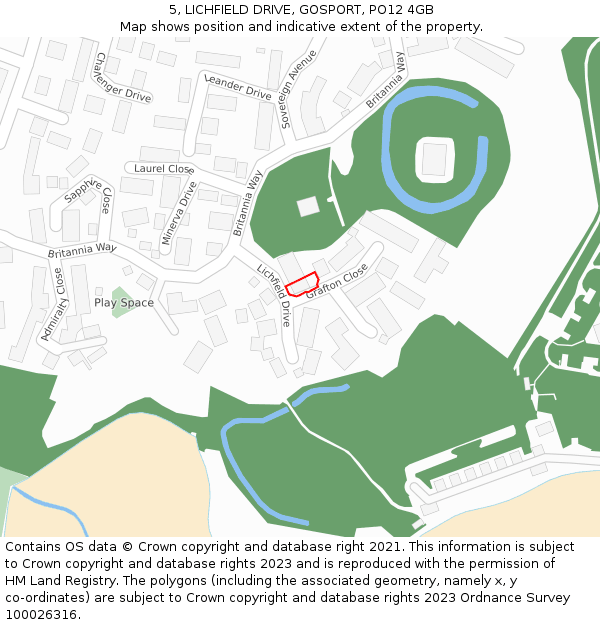 5, LICHFIELD DRIVE, GOSPORT, PO12 4GB: Location map and indicative extent of plot