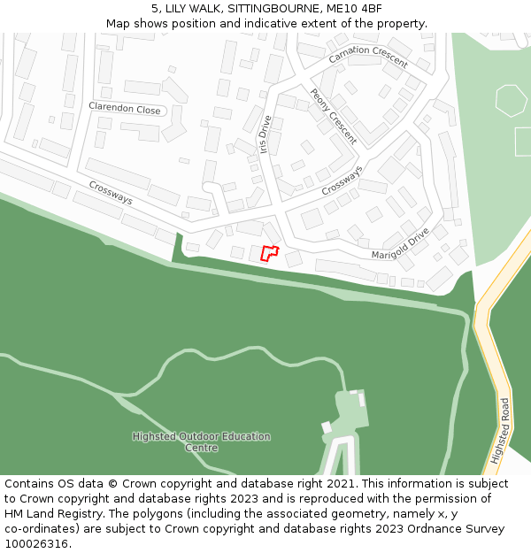 5, LILY WALK, SITTINGBOURNE, ME10 4BF: Location map and indicative extent of plot