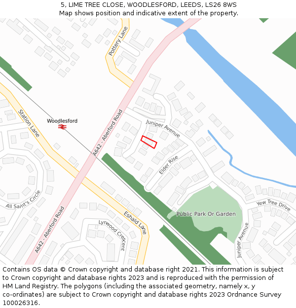 5, LIME TREE CLOSE, WOODLESFORD, LEEDS, LS26 8WS: Location map and indicative extent of plot