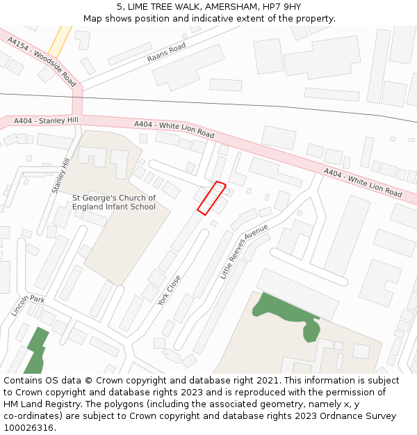 5, LIME TREE WALK, AMERSHAM, HP7 9HY: Location map and indicative extent of plot