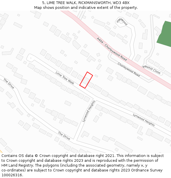 5, LIME TREE WALK, RICKMANSWORTH, WD3 4BX: Location map and indicative extent of plot