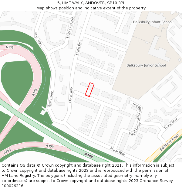 5, LIME WALK, ANDOVER, SP10 3PL: Location map and indicative extent of plot