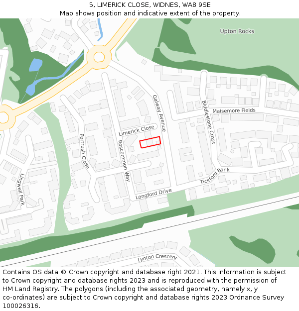 5, LIMERICK CLOSE, WIDNES, WA8 9SE: Location map and indicative extent of plot
