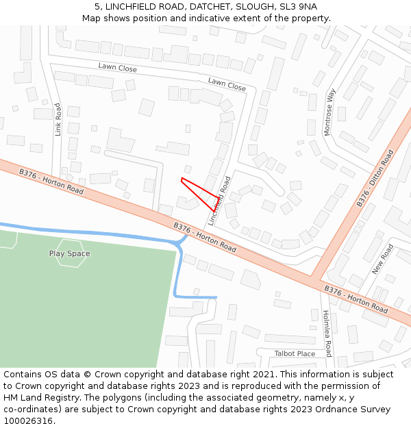 5, LINCHFIELD ROAD, DATCHET, SLOUGH, SL3 9NA: Location map and indicative extent of plot