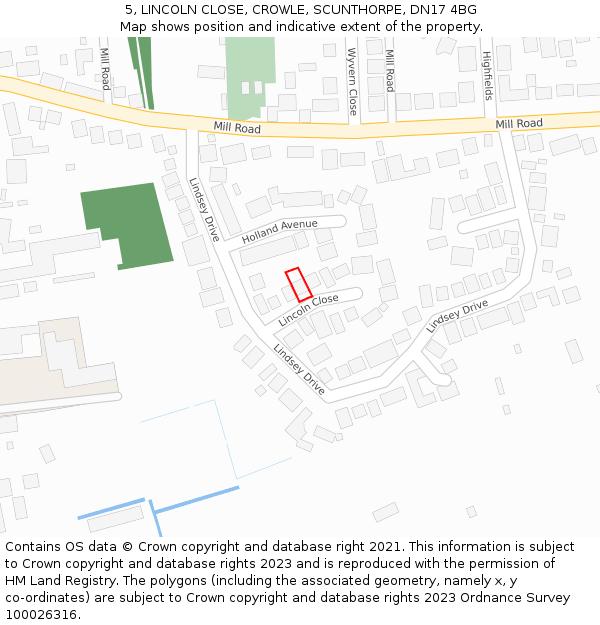 5, LINCOLN CLOSE, CROWLE, SCUNTHORPE, DN17 4BG: Location map and indicative extent of plot