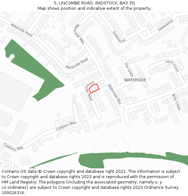 5, LINCOMBE ROAD, RADSTOCK, BA3 3YJ: Location map and indicative extent of plot