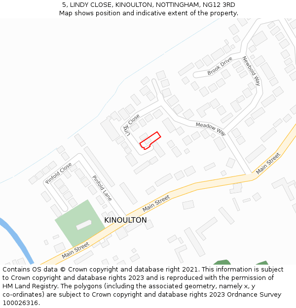 5, LINDY CLOSE, KINOULTON, NOTTINGHAM, NG12 3RD: Location map and indicative extent of plot
