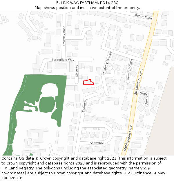 5, LINK WAY, FAREHAM, PO14 2RQ: Location map and indicative extent of plot