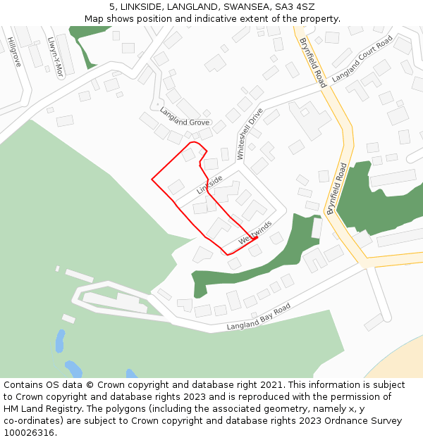 5, LINKSIDE, LANGLAND, SWANSEA, SA3 4SZ: Location map and indicative extent of plot