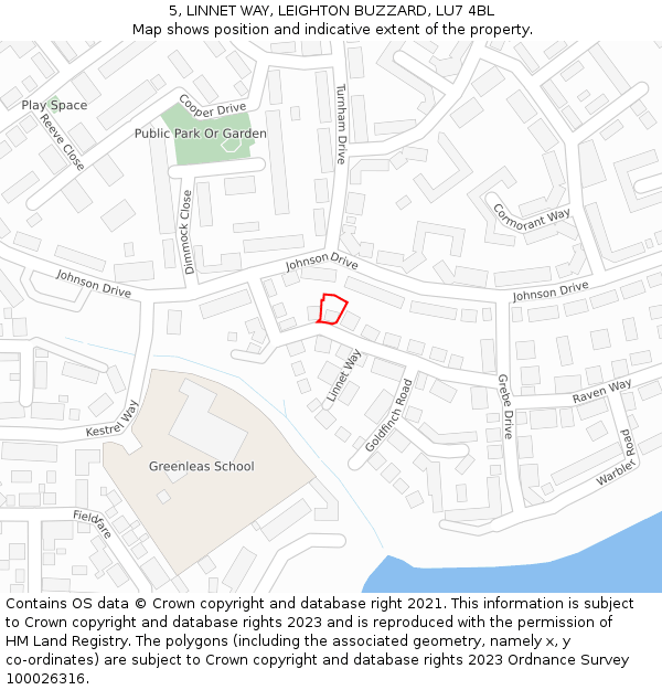 5, LINNET WAY, LEIGHTON BUZZARD, LU7 4BL: Location map and indicative extent of plot