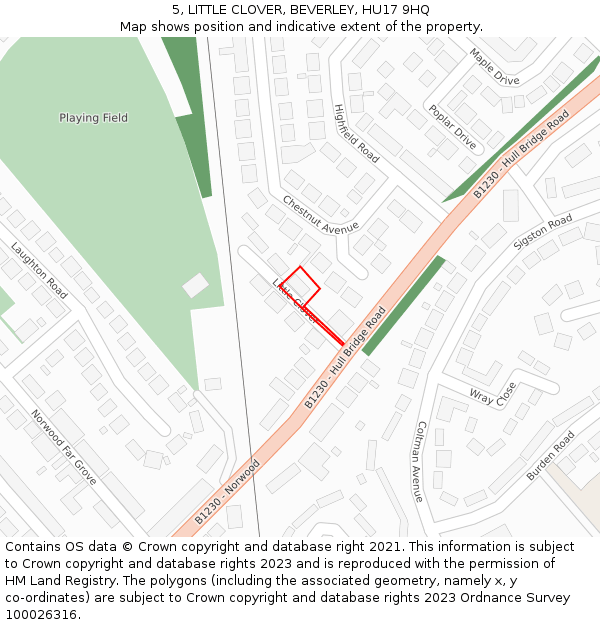 5, LITTLE CLOVER, BEVERLEY, HU17 9HQ: Location map and indicative extent of plot