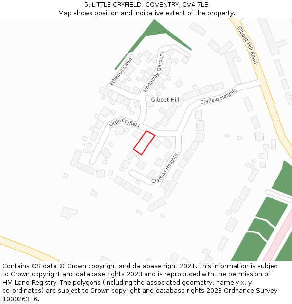 5, LITTLE CRYFIELD, COVENTRY, CV4 7LB: Location map and indicative extent of plot