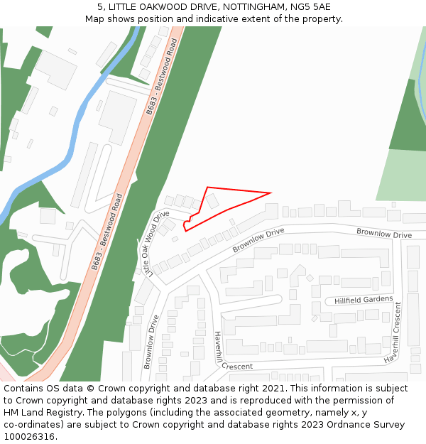 5, LITTLE OAKWOOD DRIVE, NOTTINGHAM, NG5 5AE: Location map and indicative extent of plot