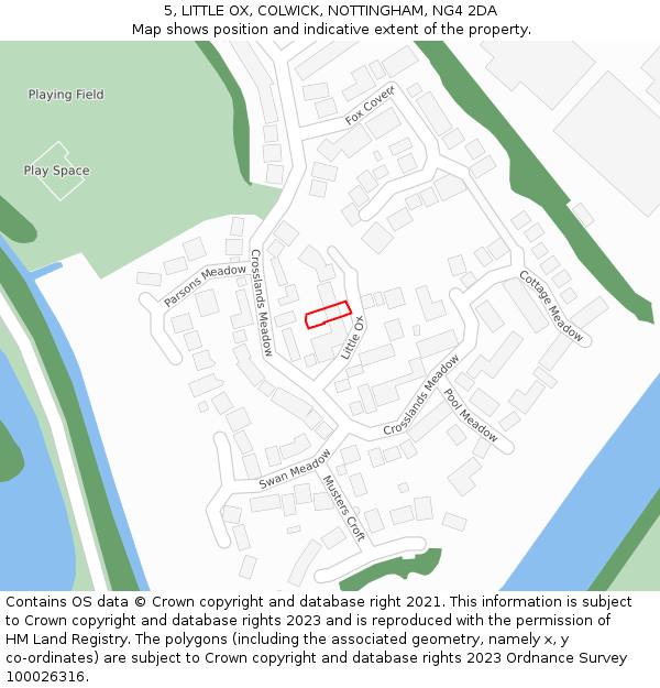 5, LITTLE OX, COLWICK, NOTTINGHAM, NG4 2DA: Location map and indicative extent of plot