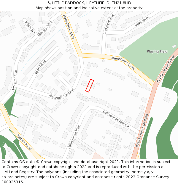 5, LITTLE PADDOCK, HEATHFIELD, TN21 8HD: Location map and indicative extent of plot