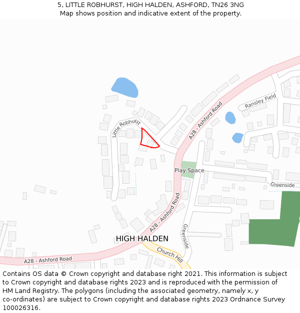 5, LITTLE ROBHURST, HIGH HALDEN, ASHFORD, TN26 3NG: Location map and indicative extent of plot