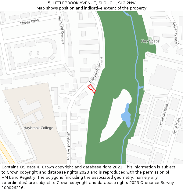 5, LITTLEBROOK AVENUE, SLOUGH, SL2 2NW: Location map and indicative extent of plot