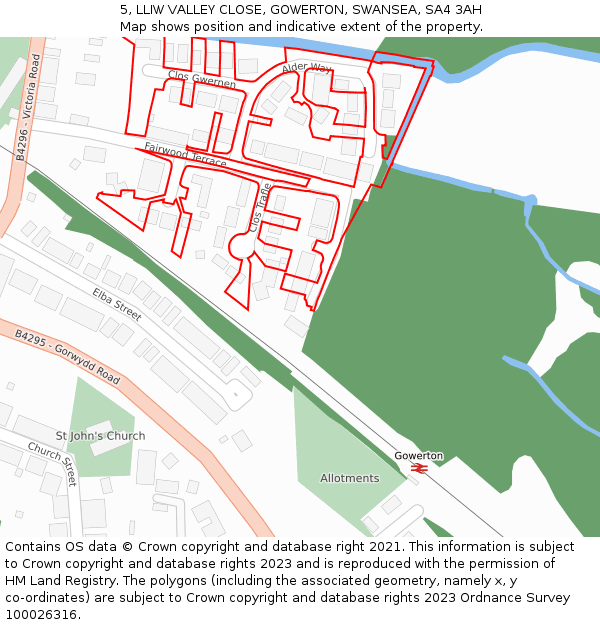 5, LLIW VALLEY CLOSE, GOWERTON, SWANSEA, SA4 3AH: Location map and indicative extent of plot