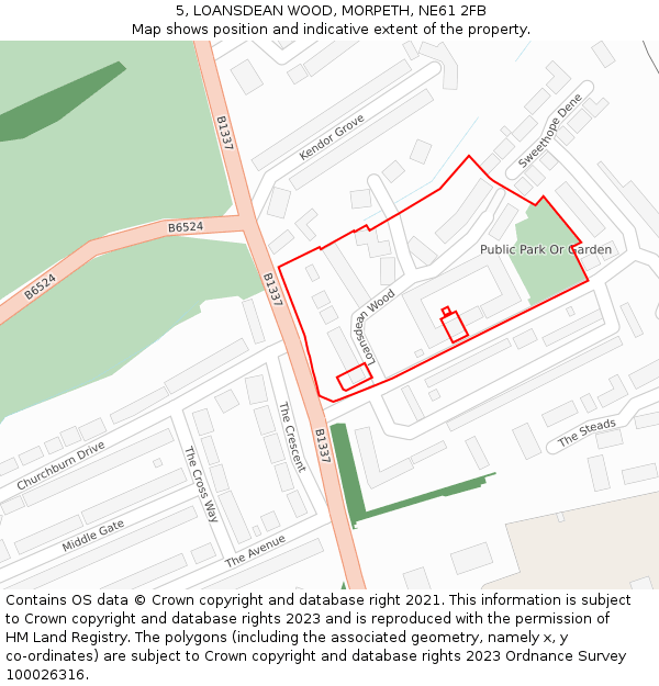 5, LOANSDEAN WOOD, MORPETH, NE61 2FB: Location map and indicative extent of plot