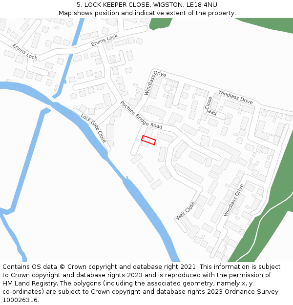 5, LOCK KEEPER CLOSE, WIGSTON, LE18 4NU: Location map and indicative extent of plot