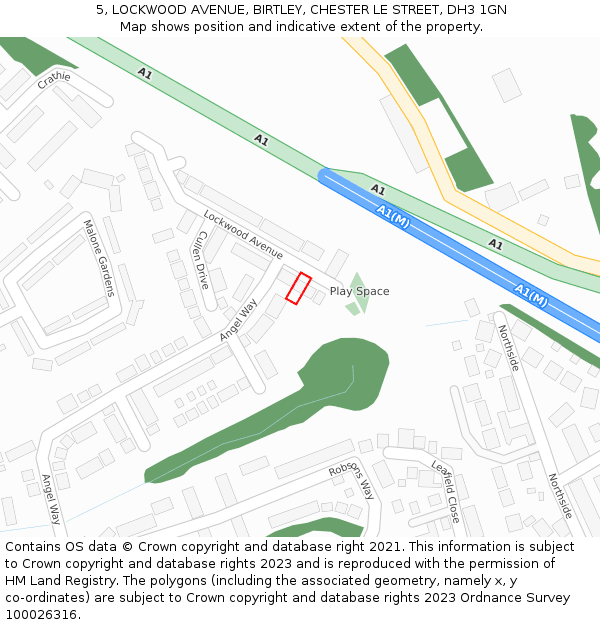 5, LOCKWOOD AVENUE, BIRTLEY, CHESTER LE STREET, DH3 1GN: Location map and indicative extent of plot