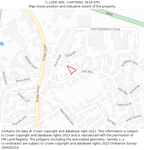 5, LODE WAY, CHATTERIS, PE16 6TN: Location map and indicative extent of plot